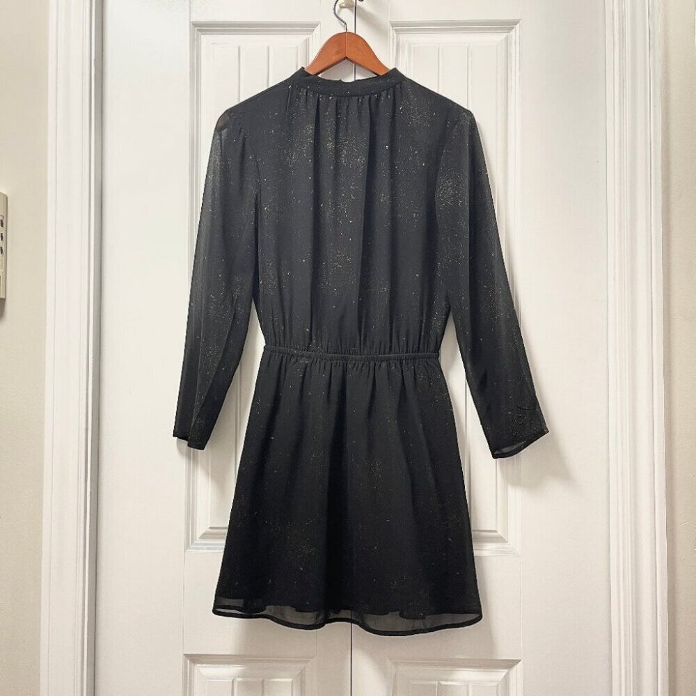 OAK + FORT Celestial Gold Flecked Long Sleeve Cutout Dress Black –  S